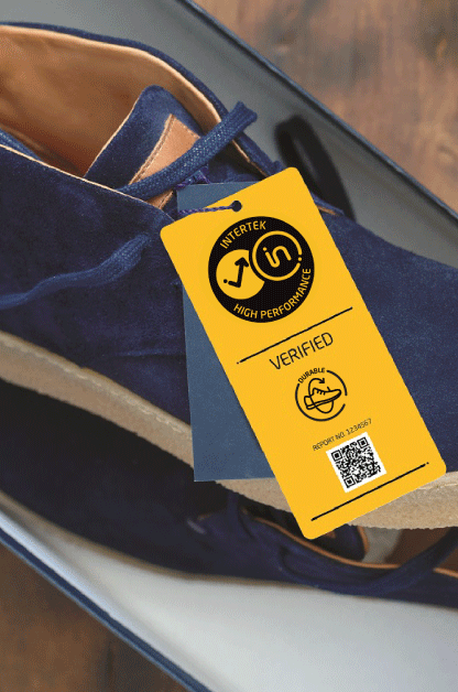 High performance mark tag on a shoe