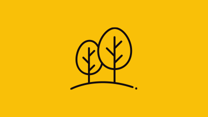 Icon showing two trees on a hill