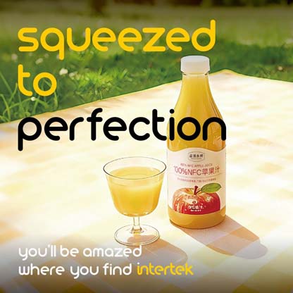 A glass and bottle of Yonghui apple juice on a table